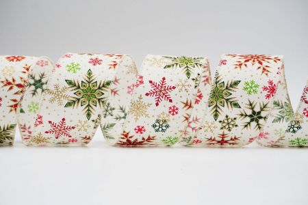 Textured Snowflakes Wired Ribbon_KF7001GC-3-2_ivory